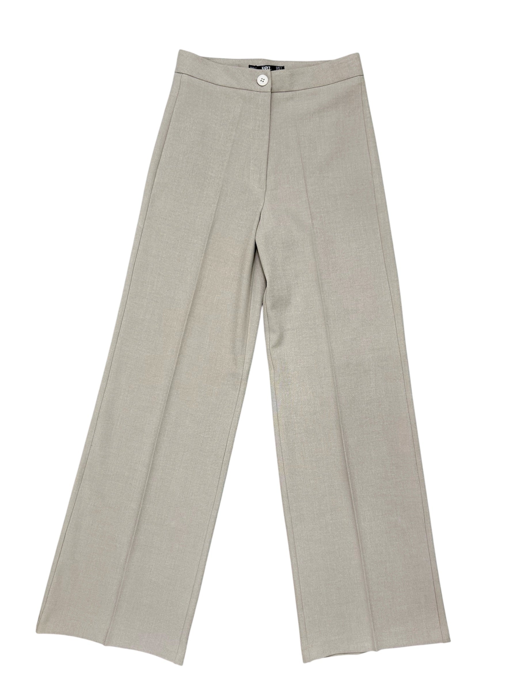 Beige Wide-leg Tailored Pants