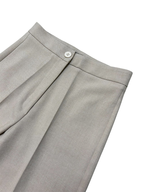 Beige Wide-leg Tailored Pants