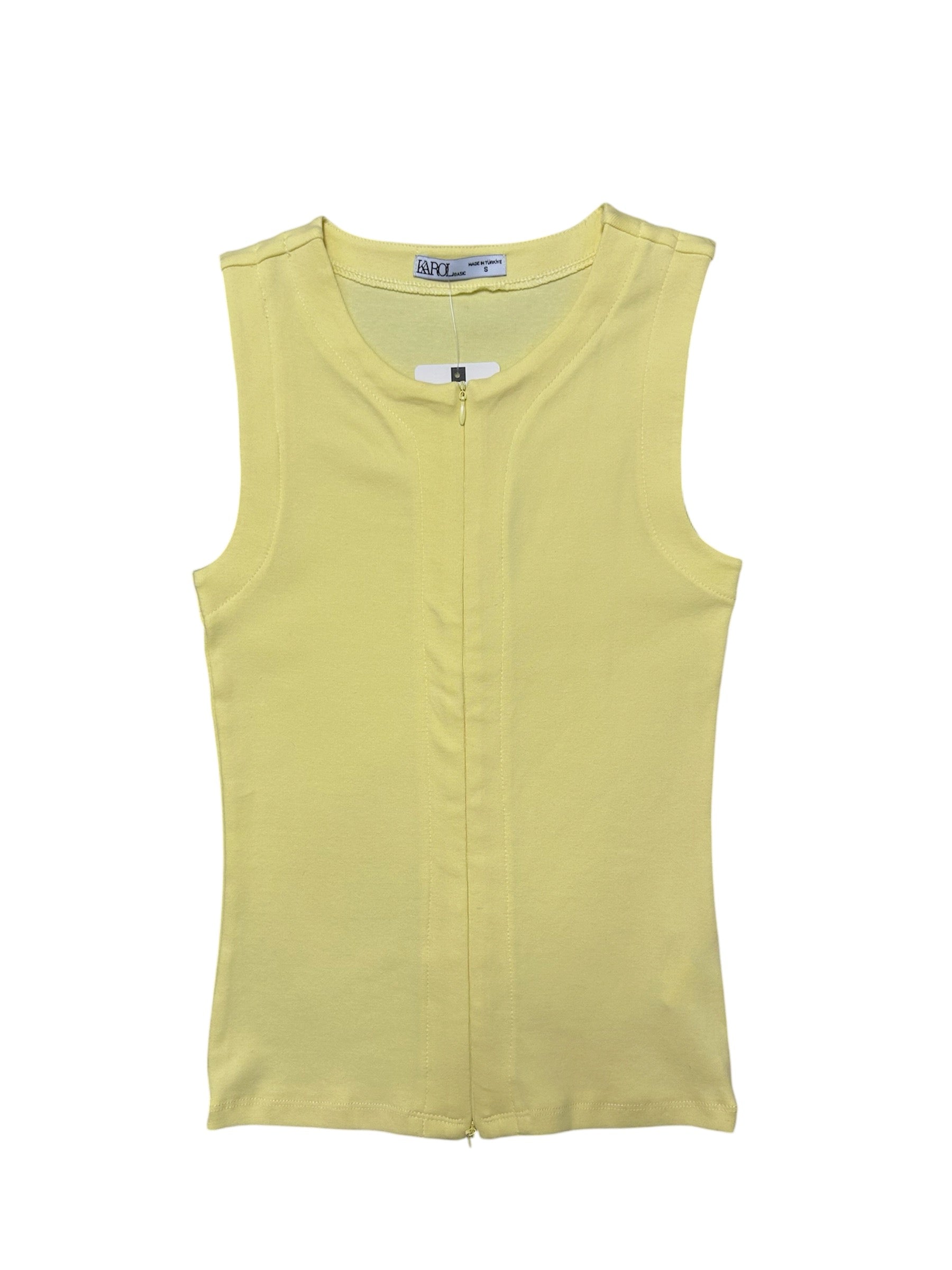 Sleeveless zip top