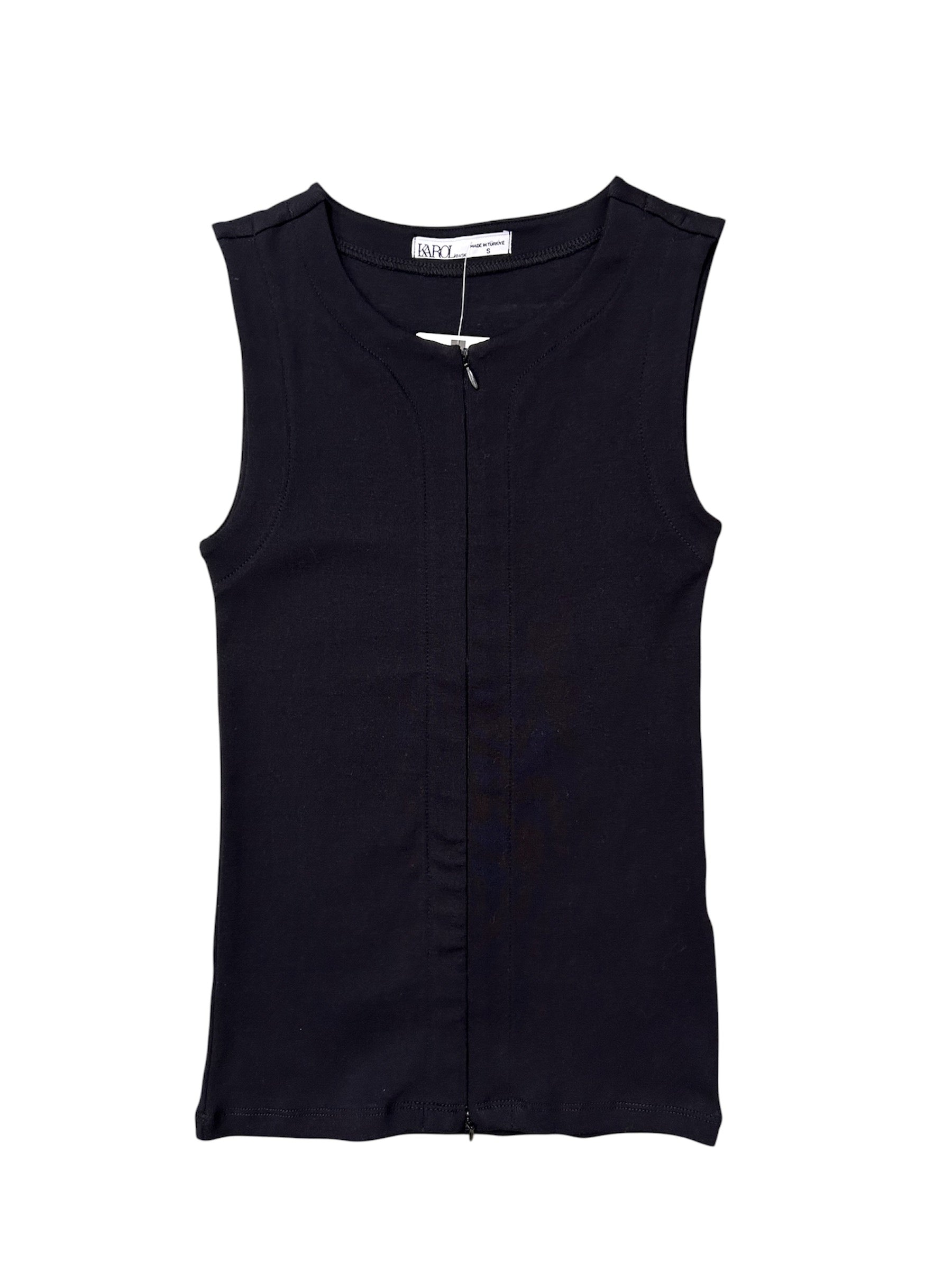 Sleeveless zip top